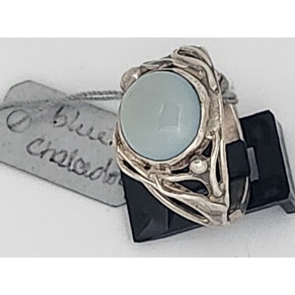 Ring Blue Chaladony Size 11 Silver 6.3 gr Jerry Fran Harr 25 mm 10 mm Stone - Picture 14 of 15